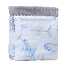 Плед плюш, без утеплення Потяг Блакитний/ Сірий плюш 100/80