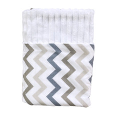 Плед плюш, без утеплення Зігзаг Сірий /Білий плюш 100/80