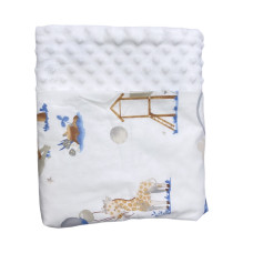 Плед плюш, без утеплення Зоопарк Синій / Білий плюш пупиришка 100/80