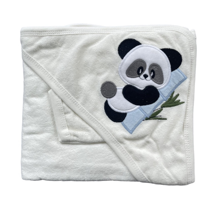 Дитячий рушник з кутиком махровий Панда Блакитний 90/85