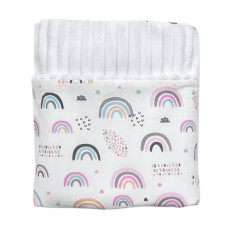 Плед плюш, без утеплення Веселка Рожевий/ Білий плюш 100/80