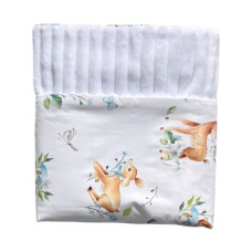 Плед плюш, без утеплення Оленя / Білий плюш 100/80