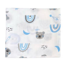 Муслінова пелюшка Ведмедик Блакитний 90/80