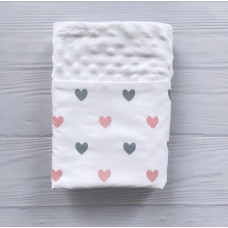 Плед плюш, без утеплення Сердечка Рожевий/ Білий плюш Пупиришка 100/80