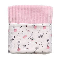 Плед плюш, без утеплення Квіточки Рожевий/ Рожевий плюш 100/80