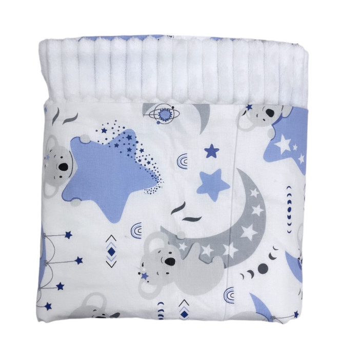 Плед плюш, без утеплення Коала Блакитний / Білий плюш 100/80