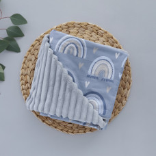 Плед плюш, без утеплення Веселка Синій/ Сірий плюш 100/80