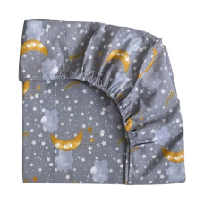 Простинка на гумці в ліжко Місяць Хмаринка Сірий 120/60