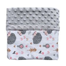 Плед плюш, без утеплення Їжачок Сірий/ Сірий плюш пупиришка 100/80