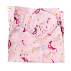 Простинка на гумці в ліжко Місяць Хмаринка Рожевий 120/60