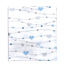 Бавовняна пелюшка Сердечка Блакитний -Сірий (гліттер 90/80