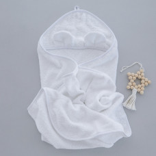 Дитячий рушник з кутиком та вушками махровий Білий 90/80