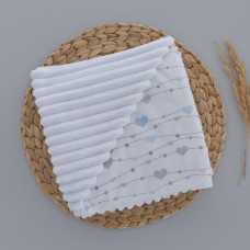 Плед плюш, без утеплення Сердечка Блакитний - Сірий (гліттер) /Білий плюш 100/80