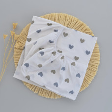 Простинка на гумці в ліжко Сердечка Сірий 120/60