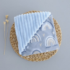 Плед плюш, без утеплення Веселка Синій/ Блакитний плюш 100/80