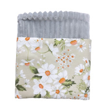 Плед плюш, без утеплення Ромашки Бежевий / Сірий плюш 100/80