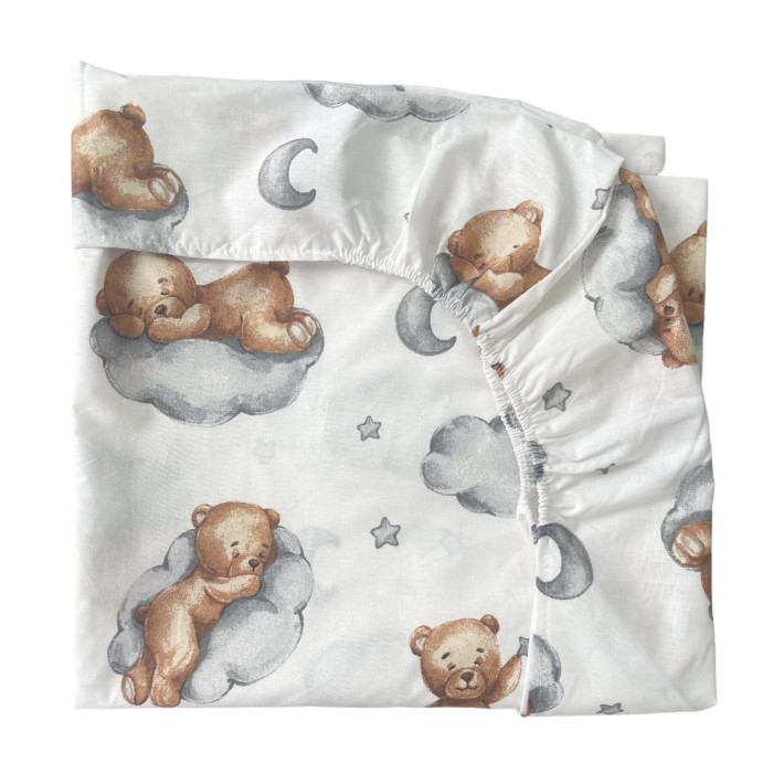 Простинка на гумці в ліжко Ведмедик Коричневий на хмаринці 120/60