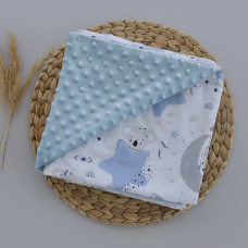 Плед плюш, без утеплення Коала Блакитний / Блакитний плюш пупиришка 100/80