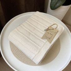 В'язаний плед ДЕМІ смужка Айворі