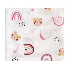 Муслінова пелюшка Ведмедик Рожевий 90/80