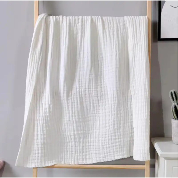 Мусліновий плед Білий жатка 6 шарів 100/100