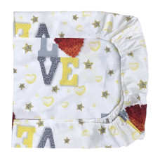 Простинка на гумці в ліжко Love жовтий 120/60