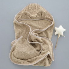 Дитячий рушник з кутиком та вушками махровий Бежевий 90/80