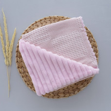 Плед плюш, без утеплення Вафелька Пудровий /Рожевий плюш 100/80