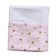 Плед плюш, без утеплення Сердечка Рожевий (гліттер) / Білий плюш 100/80