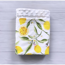 Плед плюш, без утеплення Лимони / Білий плюш Пупиришка 100/80