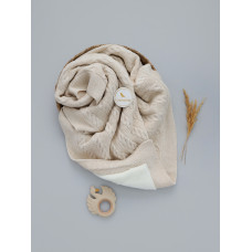 Плед вʼязаний утеплений (Natural Wool) Бежевий косичка 90/80