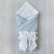 Плед-конверт 80/80 з бантом резинкою Блакитний/Білий / Осінь