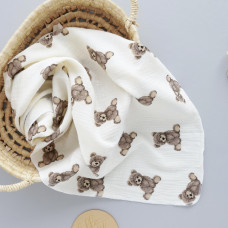 Муслінова пелюшка жатка 2 шари Ведмедики на Кремовому 90/65