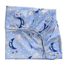 Простирадло на гумці в ліжко Місяць Хмаринка Блакитний 120/60