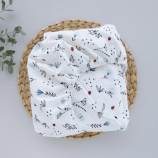 Простинка на гумці в ліжко Квіточки Блакитний 120/60