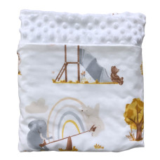 Плед плюш, без утеплення Зоопарк/ Білий плюш пупиришка 100/80