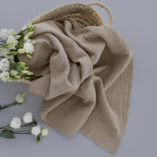 Мусліновий плед жатка темно Бежевий 4 шари 120/90