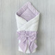 Плед-конверт з бантом резинкою Молочний/ Фіолетовий 80/80 /Весна