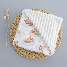 Плед плюш, без утеплення Лисички на хмаринці /Молочний плюш 100/80