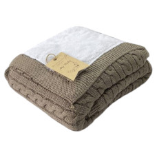 Плед вʼязаний (100% cotton pampuk) з утепленням Капучино косичка 90/75