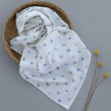 Пелюшка фланелева/байкова (Туреччина) Сердечка Блакитний- сірий 90/80