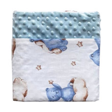 Плед плюш, без утеплення Ведмедик на хмаринці Блакитний/ Блакитний плюш пупиришка 100/80