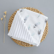 Плед плюш, без утеплення Пірʼїнки Блакитний/ Білий плюш 100/80