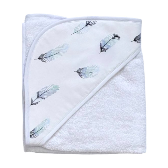 Дитячий рушник з кутиком махровий (100% котон) Пірʼїнки Блакитний 90/80