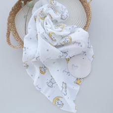 Муслінова пелюшка Ведмедик Місяць Жовтий 90/80