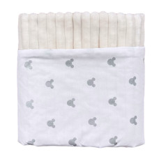 Плед плюш, без утеплення Міккі Срібний (гліттер)/ Молочний плюш 100/80