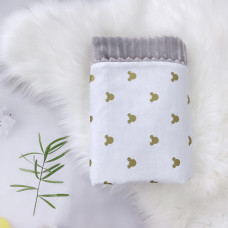 Плед плюш, без утеплення Міккі золото (гліттер)/ Сірий плюш 100/80