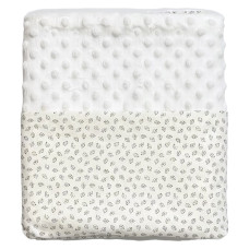 Плед плюш, без утеплення Листики чорний/ Білий плюш пупиришка 100/80