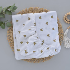 Простинка на гумці в ліжко Міккі золото (гліттер) 120/60