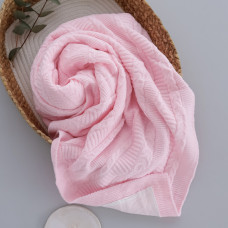 Вʼязаний плед демісезонний з підкладкою Рожевий косичка 90/80